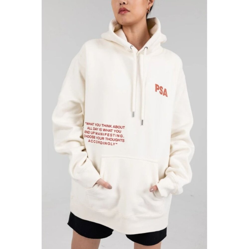 Mayfair Womens Psa Hoodie‎ Pullover Drawstring Cotton Fleece White One Size